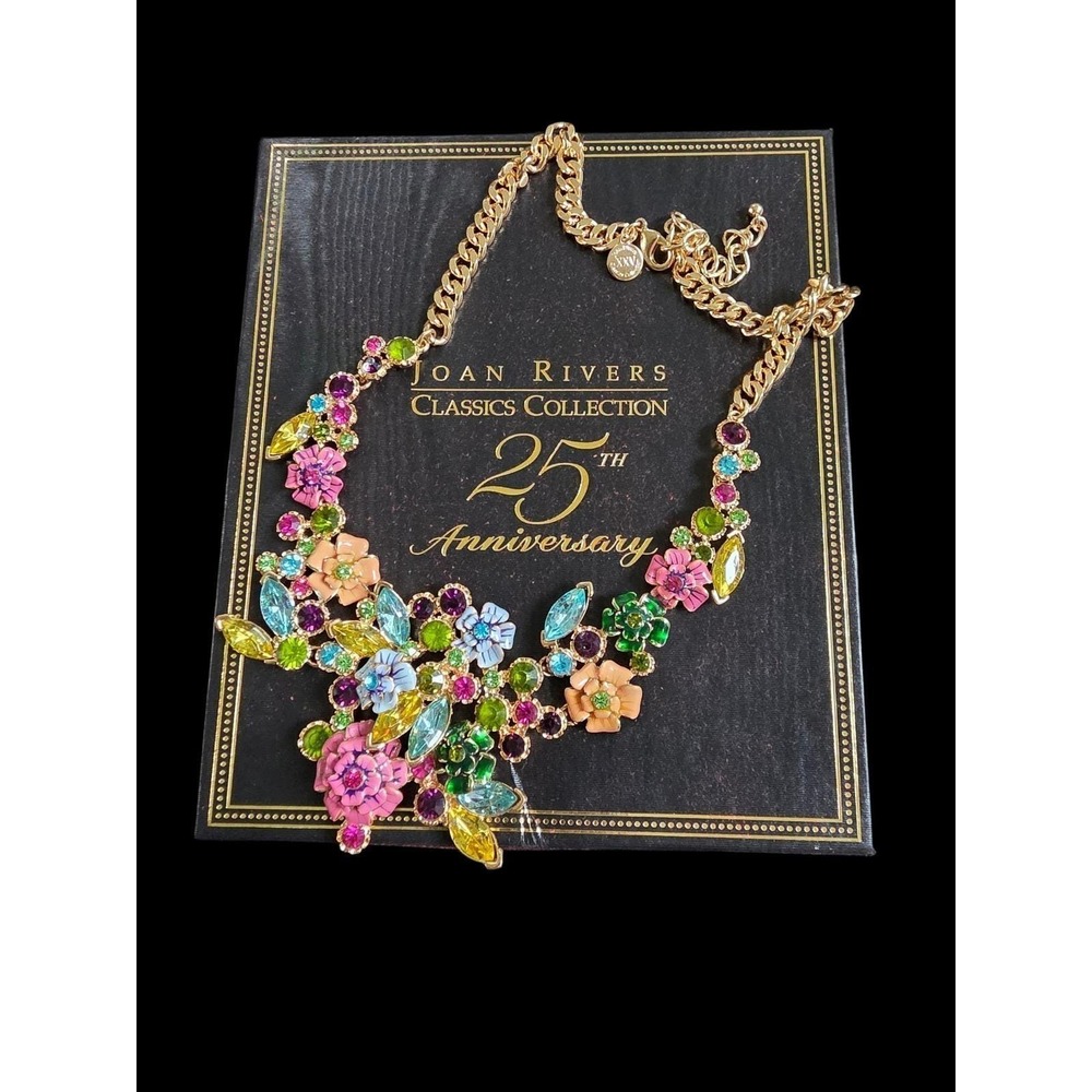 Joan Rivers Classics Collection 25th Anniversary Floral Rhinestone Bib Necklace